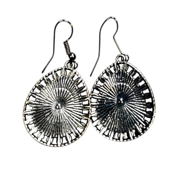 Western Inspired Dangle Drop Earrings Silver Tone Boho Southwest - Picture 2 of 2